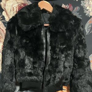 GORGEOUS 100% REAL RABBIT FUR WOMANS COAT SIZE MEDIUM